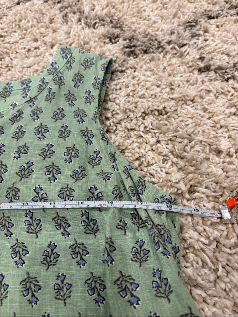 J. Jill Pure Jill 100% Linen Sleeveless Tunic Green Floral Print Size Small - Picture 10 of 12